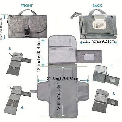 Portable Diaper Changing Pad For Baby Travel Outdoor Changing Pad Waterproof Changing Mat With Storage Bag Hanging Baby Stroller