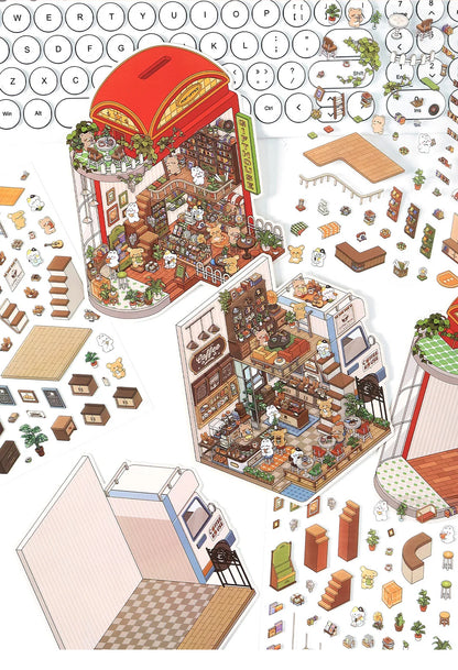 Creative Design Outdoor Scene Sticker for Student Cute Cartoon DIY Decor Landscaping Sticker Scrapbook Journal Student Sticker