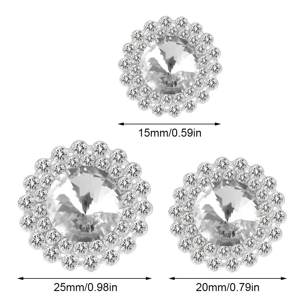 10 PCs 15/20/25MM Round Metal Rhinestone Buttons for Clothing DIY Sewing Accessories Wholesale Luxury Fashion Apparel Decoration
