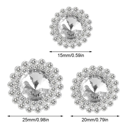 10 PCs 15/20/25MM Round Metal Rhinestone Buttons for Clothing DIY Sewing Accessories Wholesale Luxury Fashion Apparel Decoration