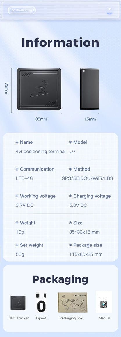 4G GPS Tracker with App Real Time Car Tracking DeviceAnti-Lost Pet Kids Bag Wallet Recording Tracking DeviceFinder Locator