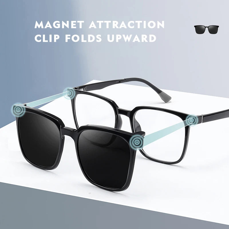 Magnetic Clip on Optical Myopia Glasses For Men Women Polarized Sunglasses Prescription Reading Glasses Blue Light Glass #TJ2190