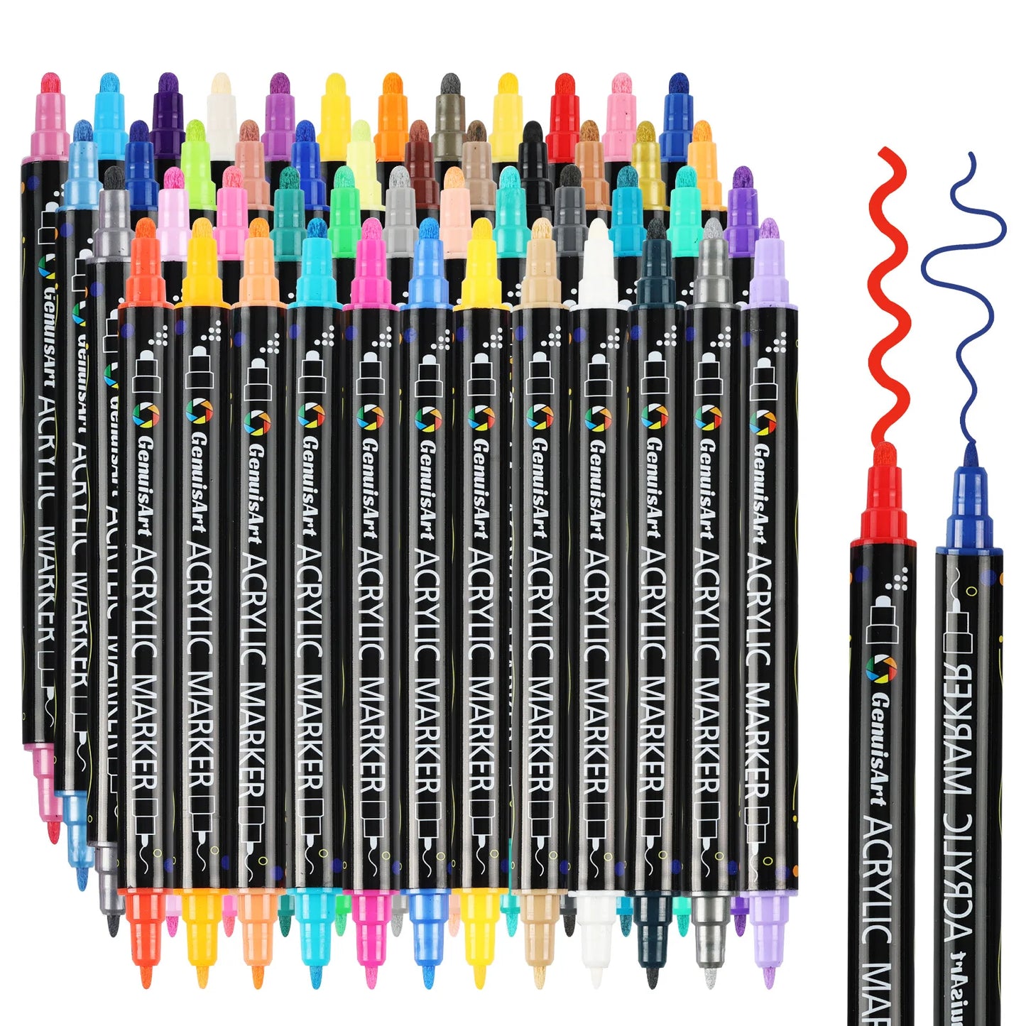 12/24/36/48/60/80 Colors Dual Tip Acrylic Paint Pens Markers Art Supplies for Wood, Rocks, Canvas, Glass, Ceramic, DIY, Graffiti