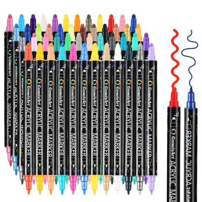 12/24/36/48/60/80 Colors Dual Tip Acrylic Paint Pens Markers Art Supplies for Wood, Rocks, Canvas, Glass, Ceramic, DIY, Graffiti