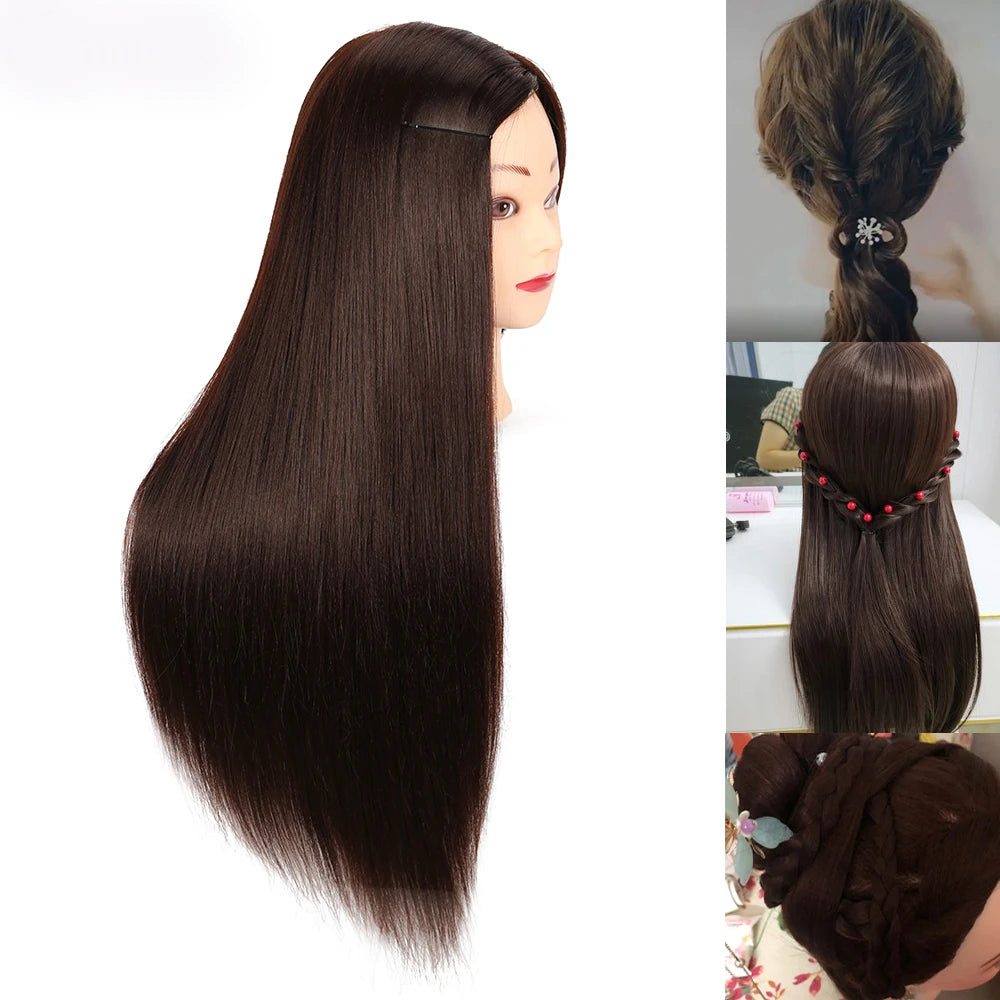 Mannequin Head Model With Long Synthetic Hair, Manikin Head Styling Hairdresser Training Head, Doll Head for Braiding Practice