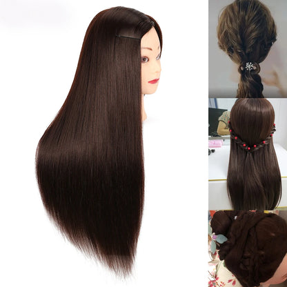 Mannequin Head Model With Long Synthetic Hair, Manikin Head Styling Hairdresser Training Head, Doll Head for Braiding Practice