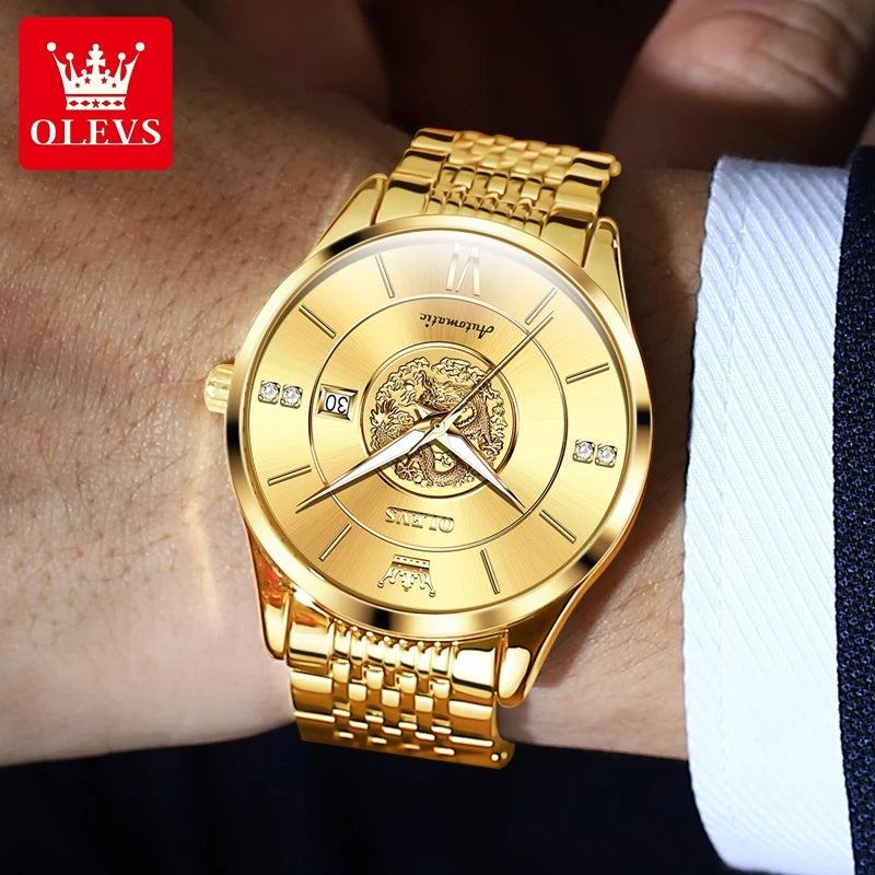 OLEVS brand watch Xianglong relief fully automatic mechanical watch men's watch men's watch 6693