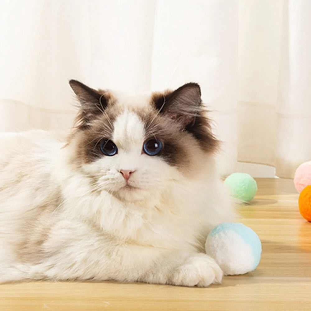 Interactive Wool Felt Ball Toys for Cats Kittens Funny Adorable Colorful Toy Soft Felted Fabric Balls Unique for Cat Dog Playing