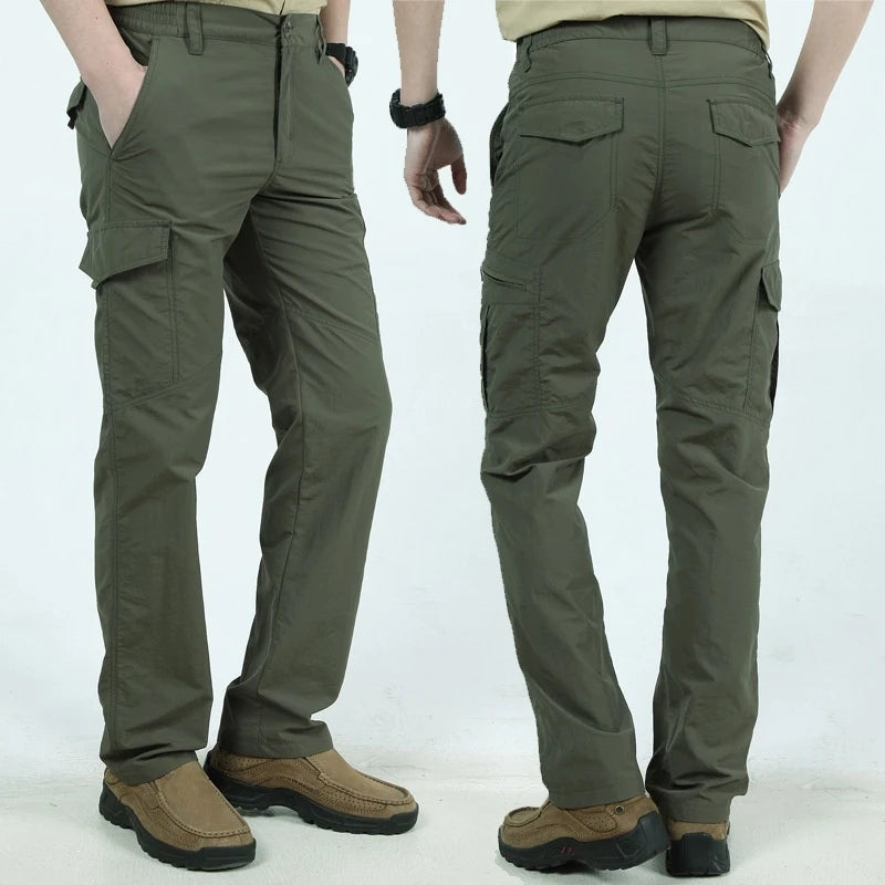 2024 Outdoor Waterproof Tactical Cargo Pants Multi-pocket Men Breathable Casual Long Trousers Male Quick Dry Cargo Pants