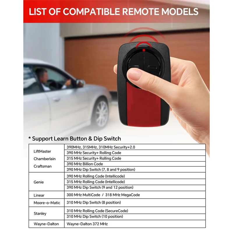 ABGI-Garage Door Opener For Liftmaster 375UT 380UT 375LM Remote Control For Garage Door Opener