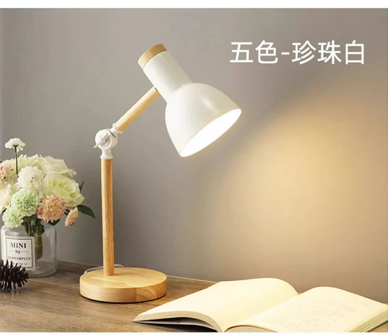 Nordic Decorative Eye Protection Small Table Lamp Modern Simple Cute Exquisite Bedroom Desk Bedside Lamp Girl Macaron Wood Lamp