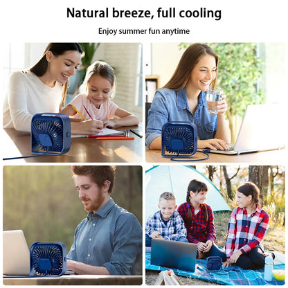 Mini Portable Fan USB Desk Fan Table Strong Airflow &Quiet Operation 3 Speed Wind 360° Rotatable Standing Fans For Room