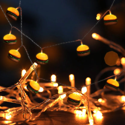 Creative Plastic Hamburger Led Light String Exquisite Decorative String Lamp LED Party Bedroom Living Room Courtyard Birthday