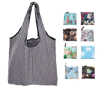 Large Reusable Shopping Bag Women's Foldable Floral Environmentally Friendly Portable Tote Bag Grocery Storage Bag