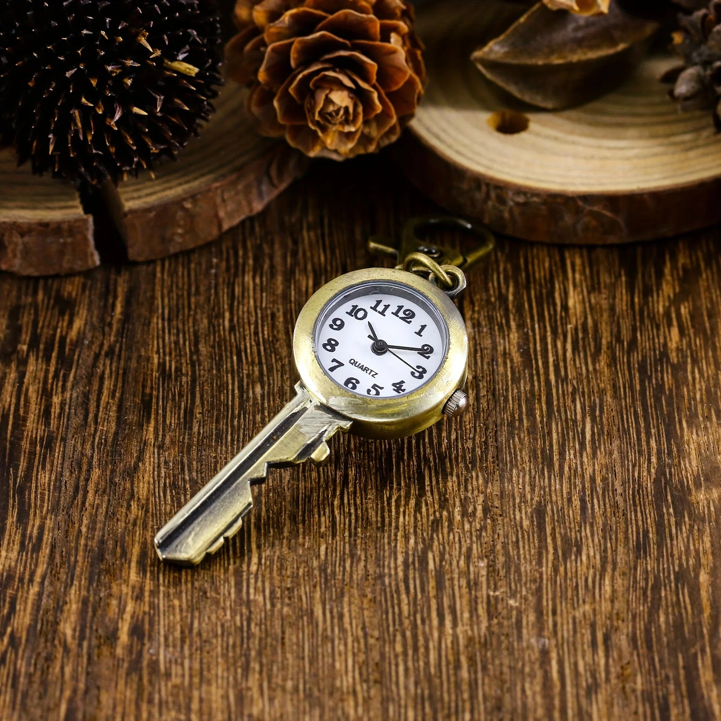 Key antique copper keychain watch pocket watch quartz watch student necklace watch hanging watch accessory