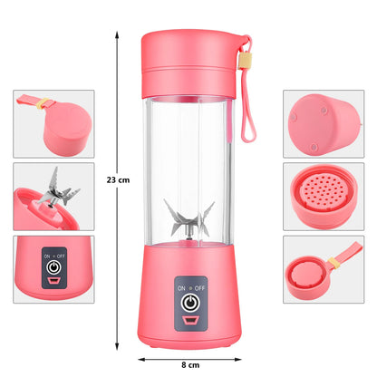 380ml Blue/Pink Mini Portable Blender Milkshake Cup With USB Rechargeable 6 Blades Mini Fruit Juice Mixer Shake Take Juice Cup