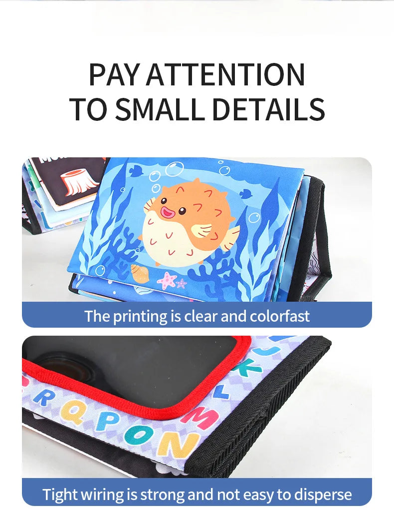 Funny Black and White Baby Cloth Book Early Educational Montessori Toy for Children Newborn Tummy Time Mirror Toys