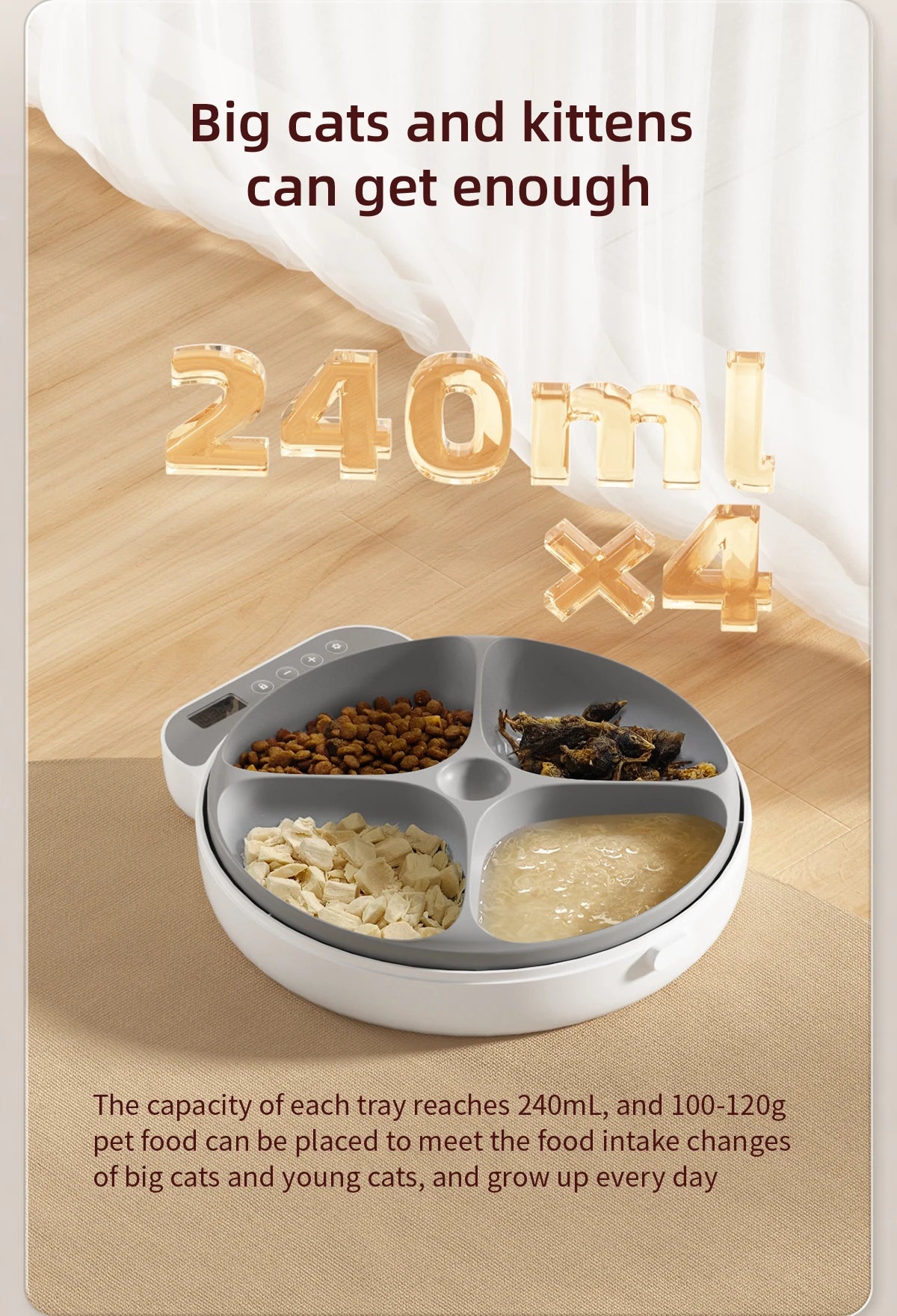 Automatic Pet Feeder Smart Cat Food Dispenser for Wet Food and Dry Food, Cat Automatic Feeder ，Ice box sold separately