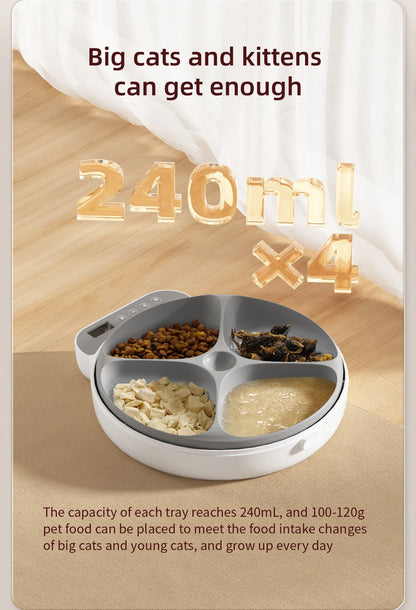 Automatic Pet Feeder Smart Cat Food Dispenser for Wet Food and Dry Food, Cat Automatic Feeder ，Ice box sold separately