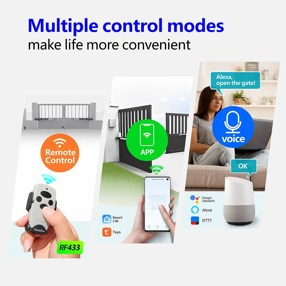 WiFi RF Smart Garage Sliding Door Opener Wireless Remote Control Switch AC DC 12V 24V Receiver Working with Rolling Code Tuya