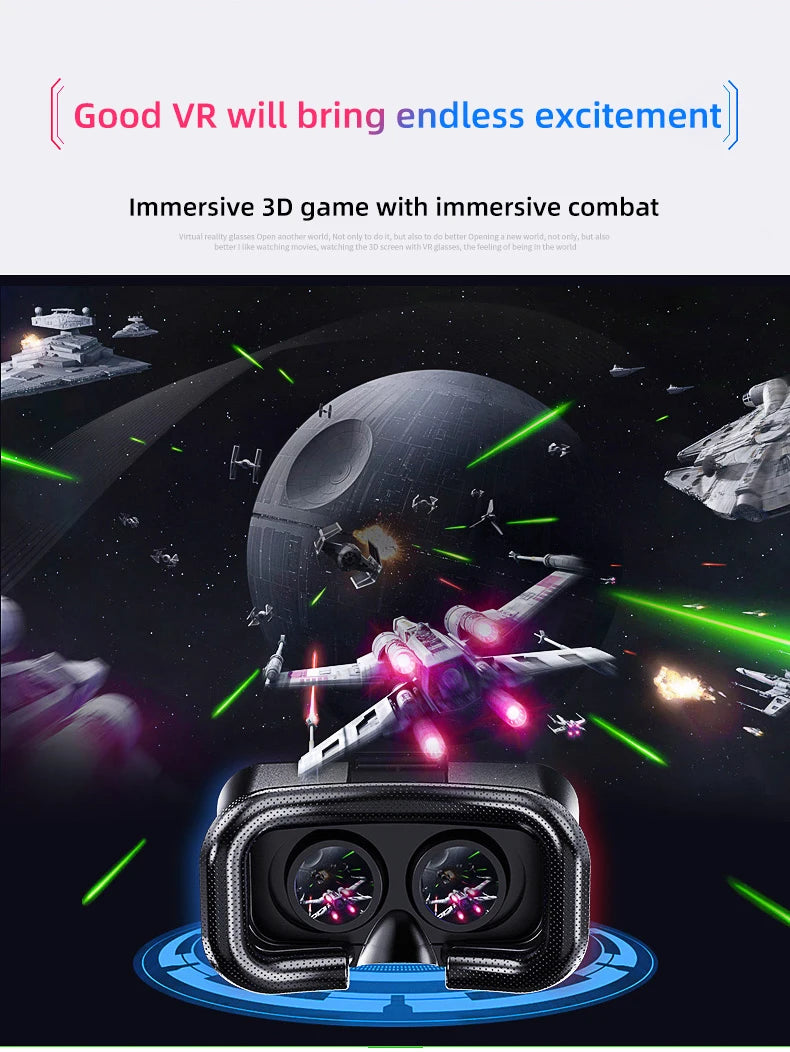 VR Glasses 3D Virtual Reality Headset Helmet For Phone Lenses Goggles Devices Viar Smart Smartphones Cell Game Viewer Mobile Set