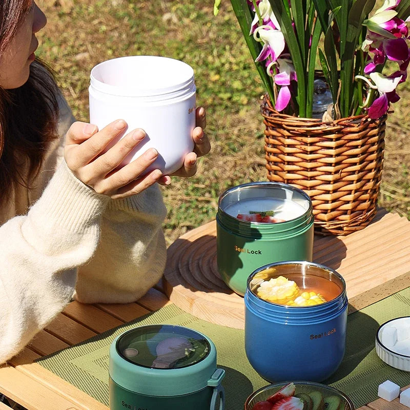 Portable Breakfast Cup With Lid and Spoon Multifunction Oatmeal Cup Cereal Nut Yogurt Mug Snack Cups Small lunch box soup bowl