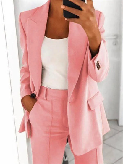 Casual Long Sleeve Outwear Office Lady Spring Autumn Fashion Elegant Solid Turn Down Collar Blazer Coats For Women 2023 Top