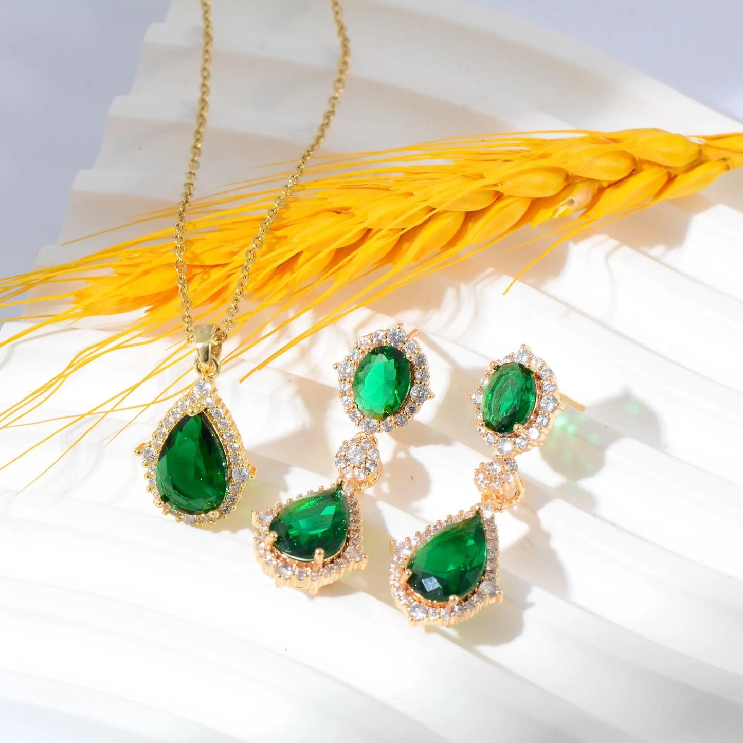 Fashion necklace accessories women's earring Jewelry sets bride's wedding zircon water drop girls earrings for women jewellery