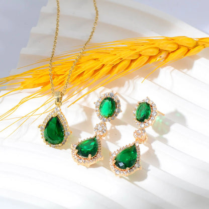 Fashion necklace accessories women's earring Jewelry sets bride's wedding zircon water drop girls earrings for women jewellery