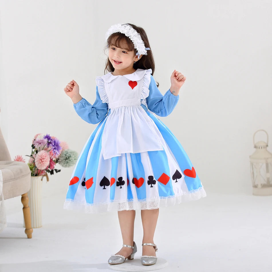 Girl Alice Costume Halloween Maid Lolita Dress Kids Cosplay Servant Family Party Fancy Clothing New Arrival