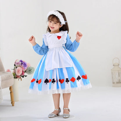 Girl Alice Costume Halloween Maid Lolita Dress Kids Cosplay Servant Family Party Fancy Clothing New Arrival