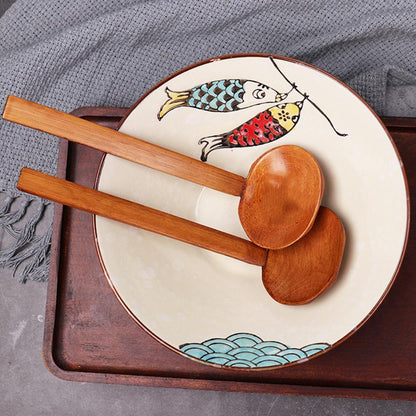 Japanese Noodles Soup Spoon Ramen Soup Spoon Tortoise Shell Spoon Wood Soup Spoon Large Hot Pot Spoon