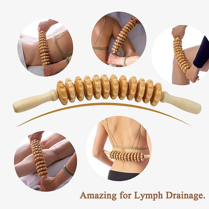 Massage Roller Wood Therapy Tool Handheld Cellulite Trigger Point Stick Lymphatic Drainage Anti Cellulite Muscle Release Roller
