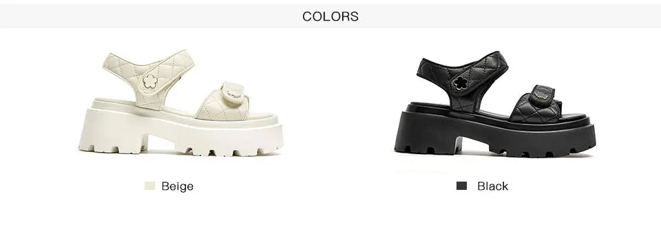 BeauToday Leather Sandals Women Soft Sheepskin Floral Ornament Hook Loop Summer Fashion Ladies Platform Shoes Handmade 38195