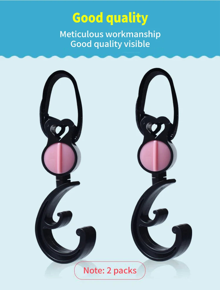 1-2pcs Baby Hanger Baby Bag Stroller Hooks Pram Rotate 360 Degree Baby Car Accessories Stroller Organizer Stroller Accessories