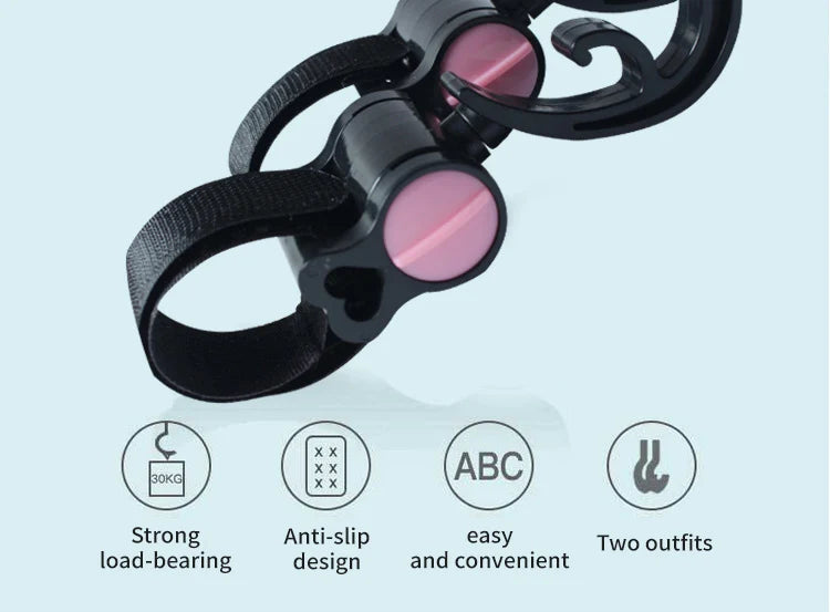 1-2pcs Baby Hanger Baby Bag Stroller Hooks Pram Rotate 360 Degree Baby Car Accessories Stroller Organizer Stroller Accessories
