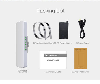 comfast Outdoor Wireless Wifi Extender AP Bridge 3-5KM Long Range 300Mbps 2.4G WI-FI Signal Amplifier Antenna 2*14dBi Router