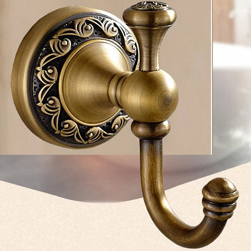 Bathroom Accessories Antique Brass Collection, Towel Ring, Paper Holder, Toilet Brush, Coat Hook, Bath Rack, Soap Dish, Faucet