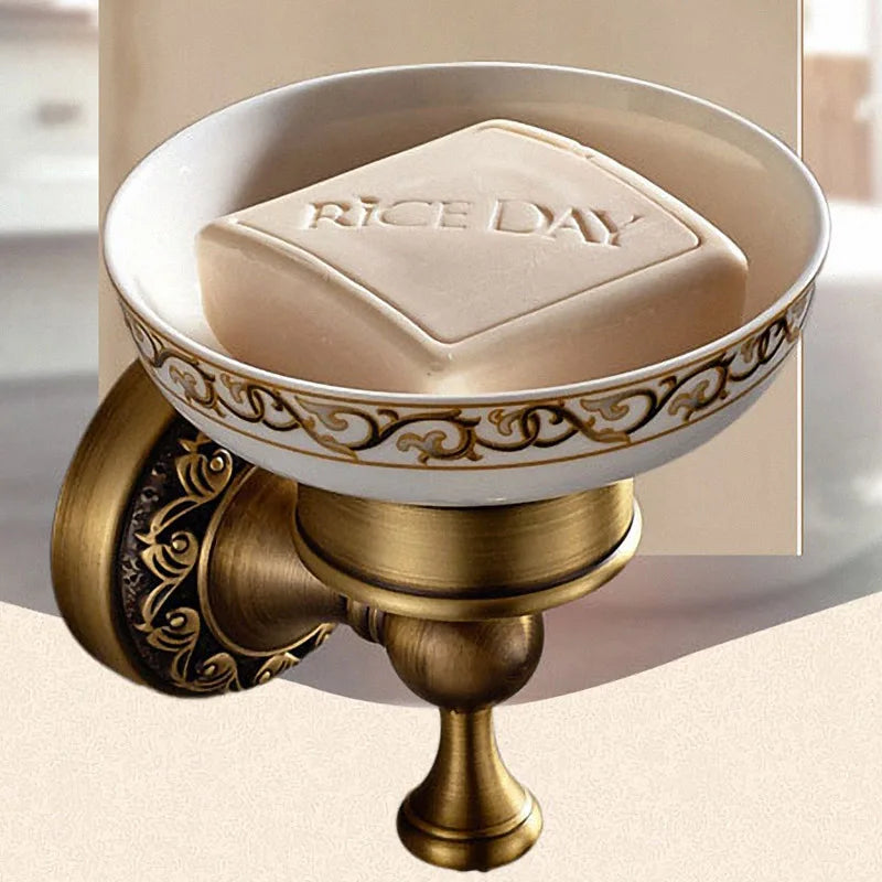 Bathroom Accessories Antique Brass Collection, Towel Ring, Paper Holder, Toilet Brush, Coat Hook, Bath Rack, Soap Dish, Faucet