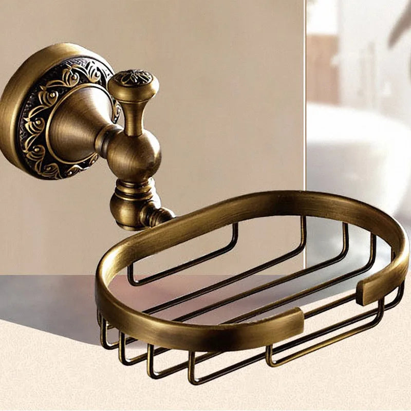 Bathroom Accessories Antique Brass Collection, Towel Ring, Paper Holder, Toilet Brush, Coat Hook, Bath Rack, Soap Dish, Faucet