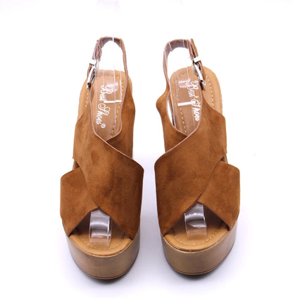 Soraia Shoes, Platform and Heel Imitation Wood Cross-body Sandal, Summer Sandal, Women's Sandals