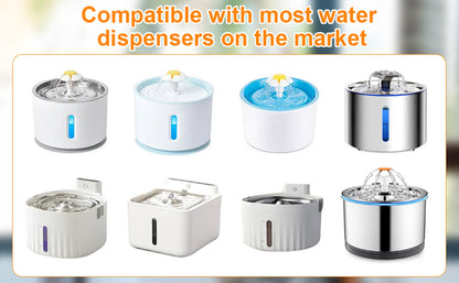 6pk Cat Fountain Filters - Round Activated Carbon & Resin Replacement for Pet Water Dispensers