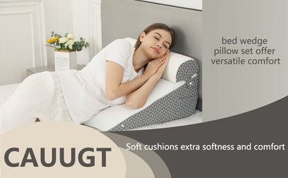 Orthopedic Wedge Shaped Pillow Air Layer Memory Foam Triangle Cushion for Post Surgery Body Support Acid Reflux Snoring