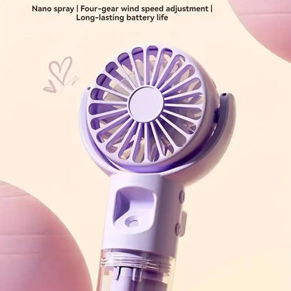 Mini Portable Handheld Fan With Spray Mister Humidifier USB Rechargeable Handheld Fan Adjustable Silent Water Spray Mist Fan