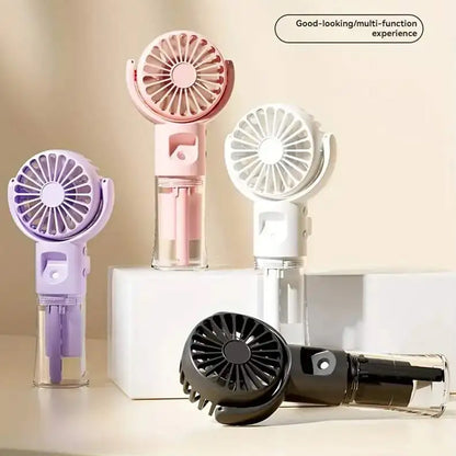 Mini Portable Handheld Fan With Spray Mister Humidifier USB Rechargeable Handheld Fan Adjustable Silent Water Spray Mist Fan