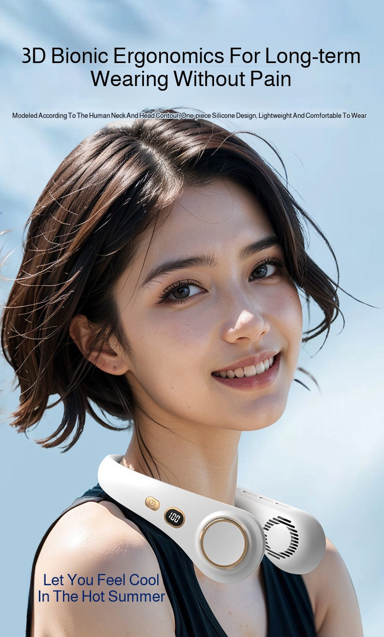 2025 Mini Hanging Neck Fan Portable Bladeless Neck Fan Air Cooler Digital Display Rechargeable Air Conditioner Neck Ventilator