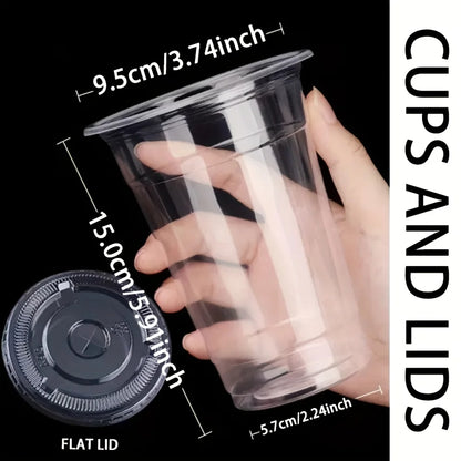 50Sets 12/16/20OZ Plastic Cups With Lids Clear Disposable Cups For Parties Iced Coffee Smoothie Milkshake Cold Drinks
