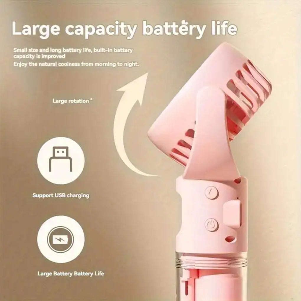 Mini Portable Handheld Fan With Spray Mister Humidifier USB Rechargeable Handheld Fan Adjustable Silent Water Spray Mist Fan