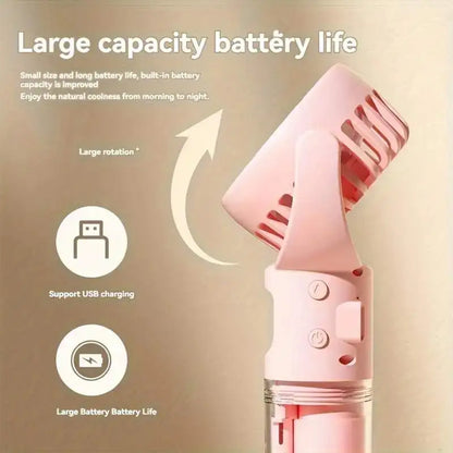 Mini Portable Handheld Fan With Spray Mister Humidifier USB Rechargeable Handheld Fan Adjustable Silent Water Spray Mist Fan