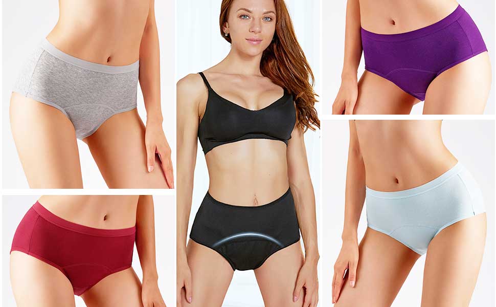 5PCS Menstrual Panties Physiological Pants Teens Breathable Leakproof Briefs Women Postpartum Underwear